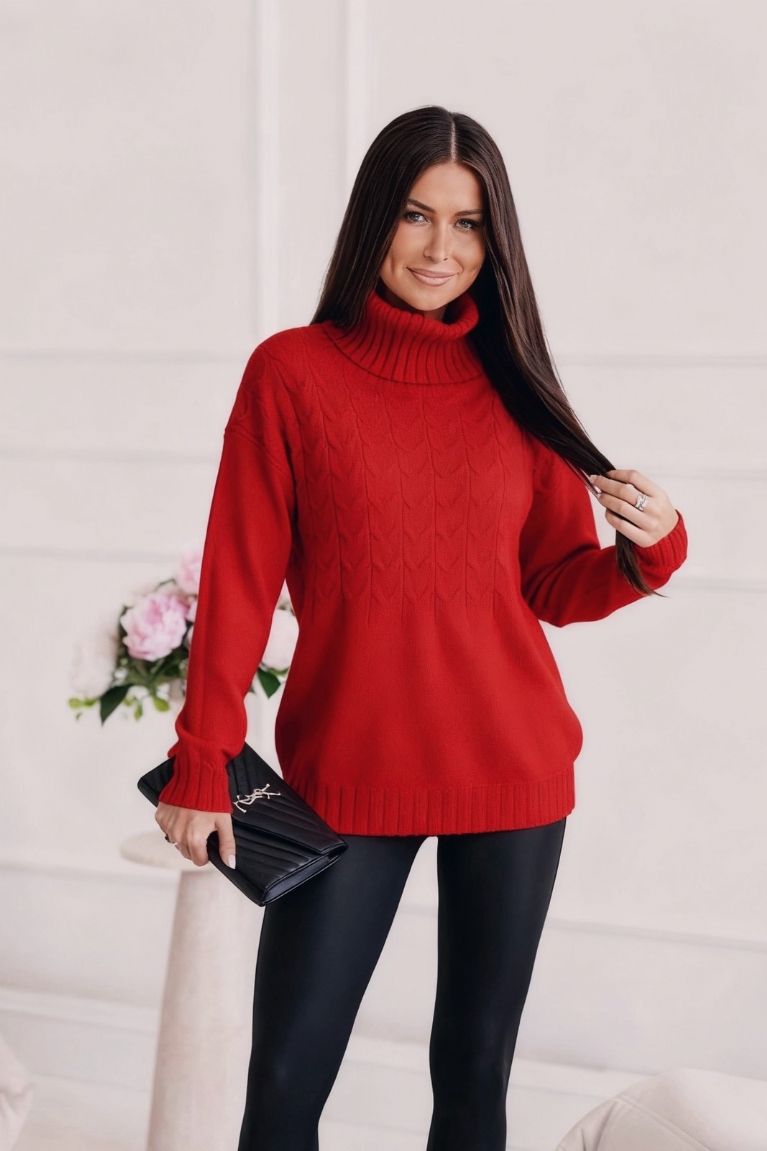 Μπλούζα Πλεκτή Ζιβάγκο Μακρυμάνικη - Κόκκινο