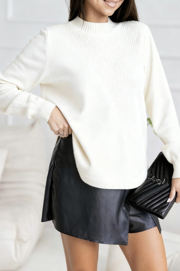 Μπλούζα Πλεκτή Μακρυμάνικη - Λευκό