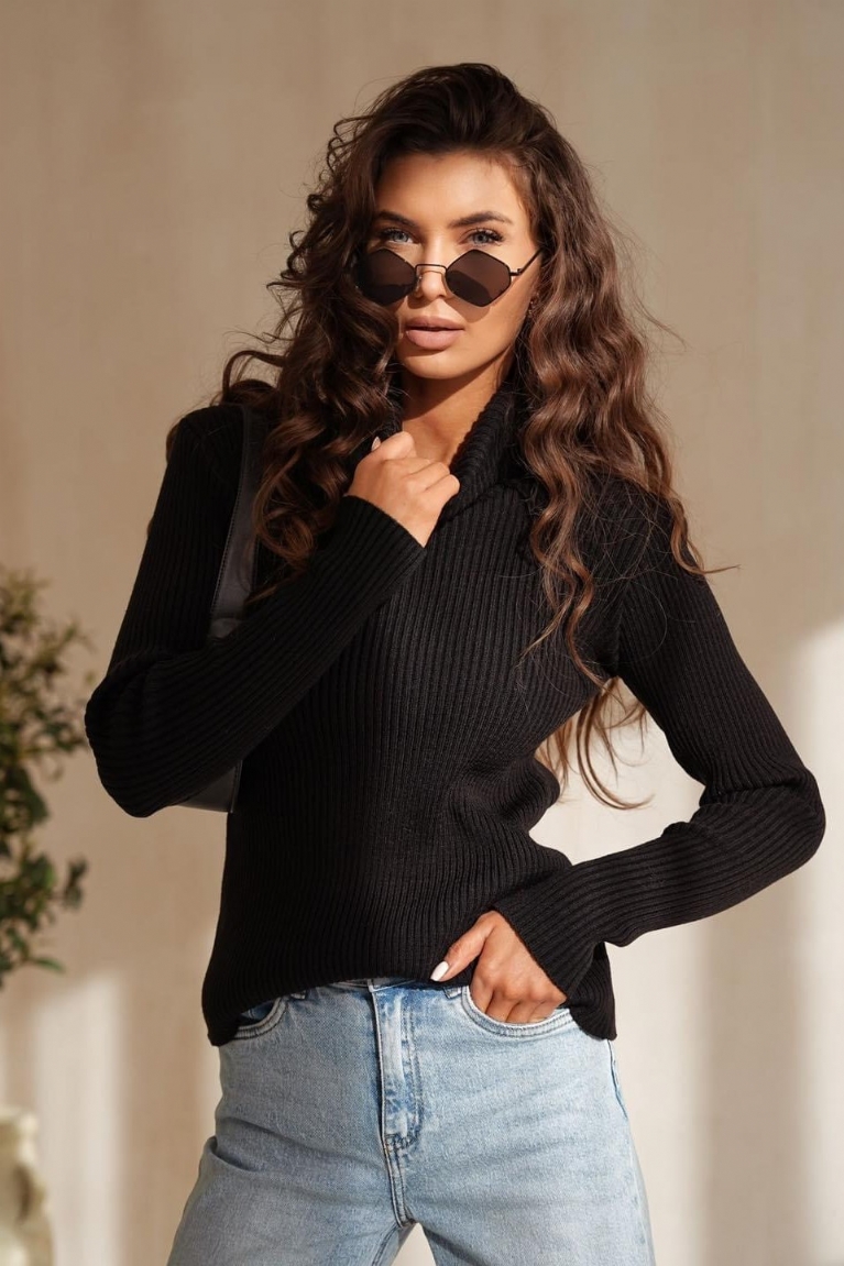 Πλεκτή Ζιβάγκο Μπλούζα - Μαύρο