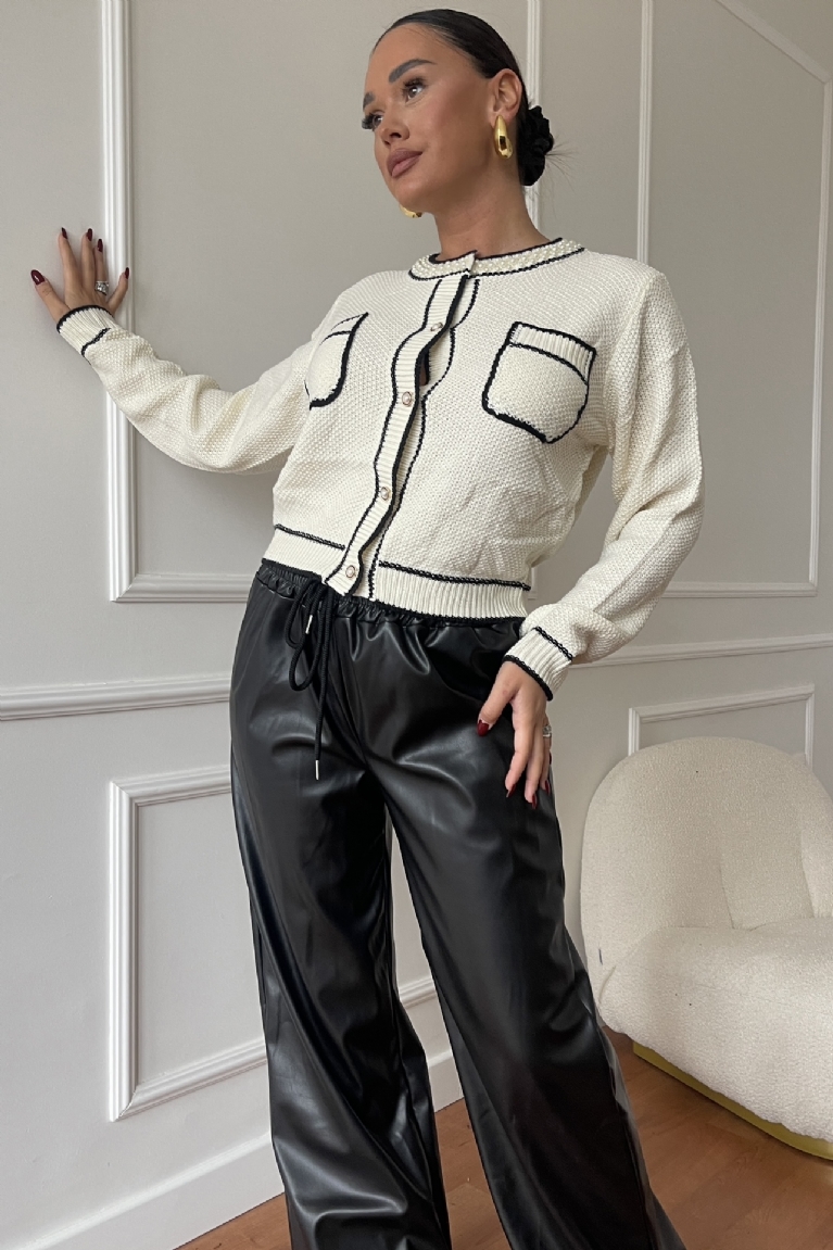 Ζακέτα Πλεκτή Με Κουμπιά & Τσέπες - Λευκό