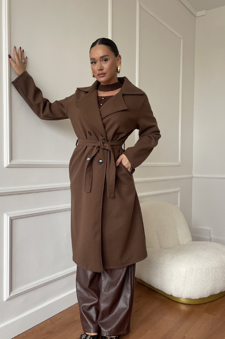 Προϊόν: Παλτό Σουέτ Με Κουμπιά & Ζώνη Χωρίς Φόδρα - Καφέ Παλτό Σουέτ Με Κουμπιά & Ζώνη Χωρίς Φόδρα - Καφέ