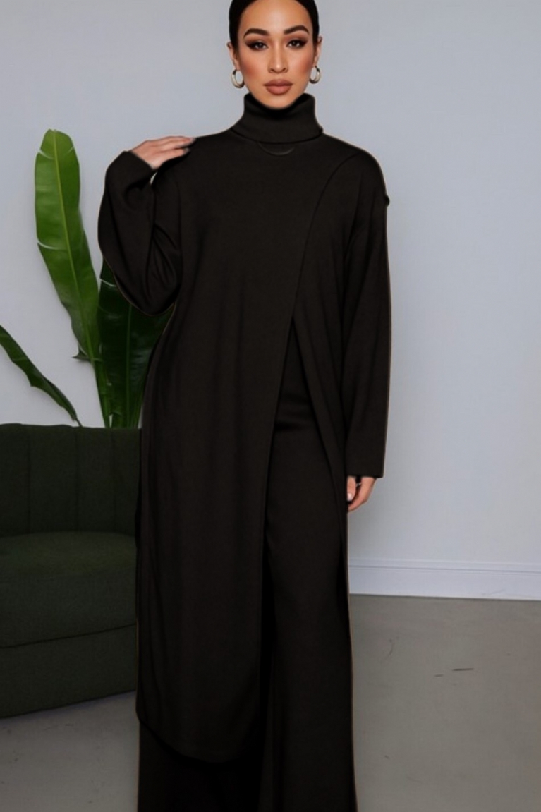 Προϊόν: Σετ Πλεκτή Μπλούζα Ζιβάγκο Ασύμμετρη & Παντελόνα - Μαύρο Σετ Πλεκτή Μπλούζα Ζιβάγκο Ασύμμετρη & Παντελόνα - Μαύρο