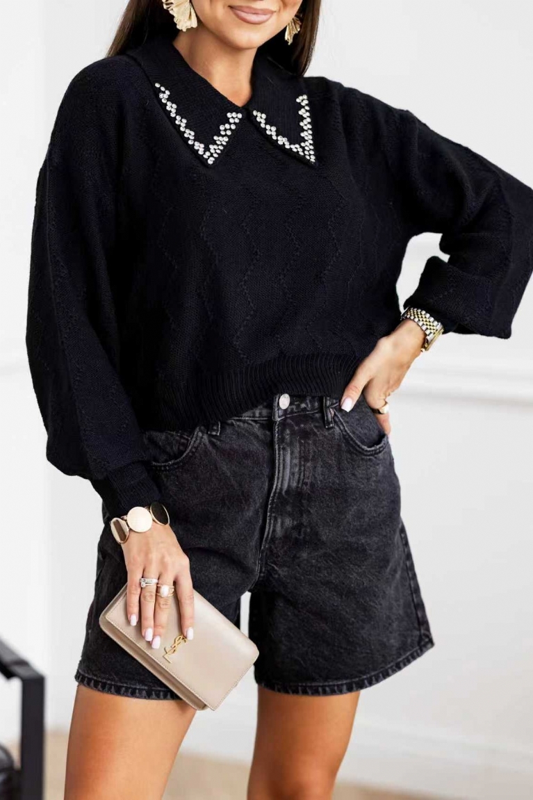 Προϊόν: Μπλούζα Πλεκτή Crop Με Γιακά & Λεπτομέρειες - Μαύρο Μπλούζα Πλεκτή Crop Με Γιακά & Λεπτομέρειες - Μαύρο