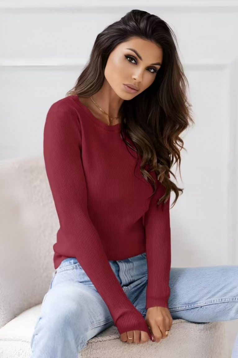 Προϊόν: Μακρυμάνικη Μπλούζα Πλεκτή - Μπορντό Μακρυμάνικη Μπλούζα Πλεκτή - Μπορντό