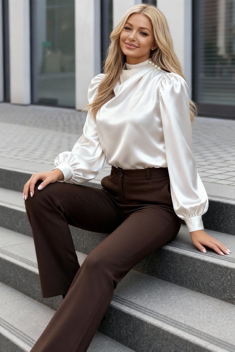 Προϊόν: Μπλούζα Μακρυμάνικη Σατέν Με Λεπτομέρειες - Λευκό Μπλούζα Μακρυμάνικη Σατέν Με Λεπτομέρειες - Λευκό