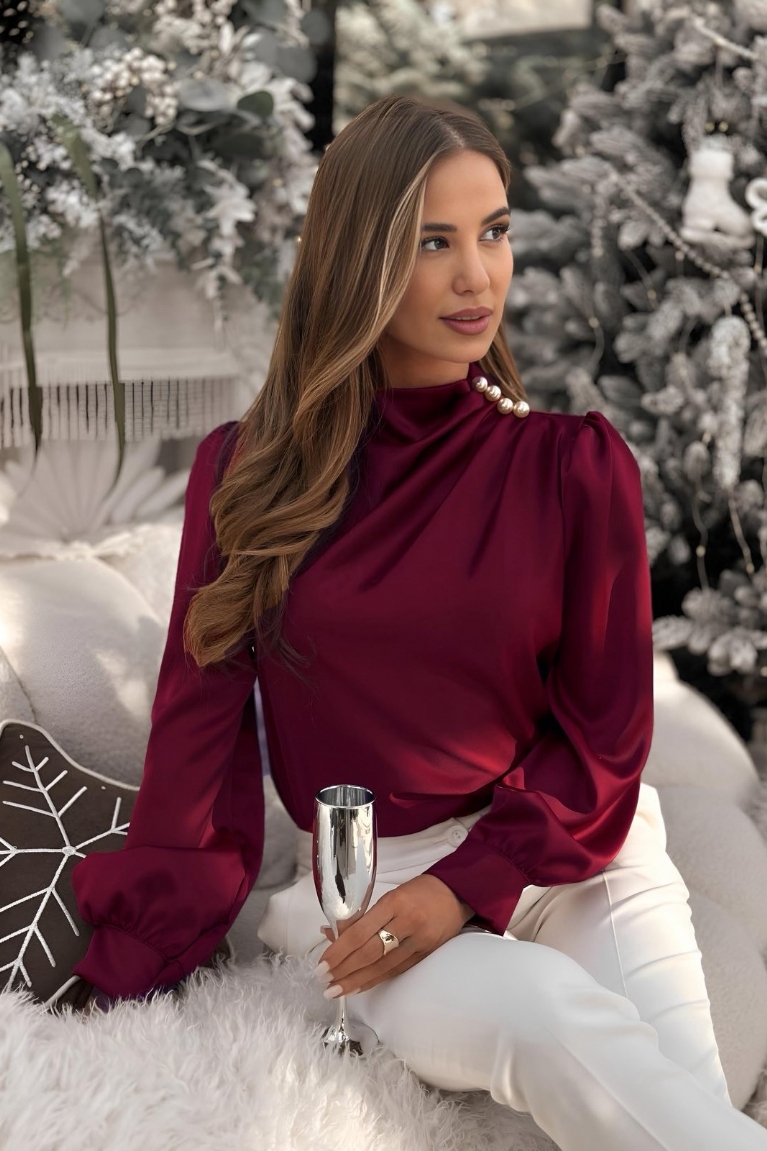 Προϊόν: Μπλούζα Μακρυμάνικη Σατέν Με Λεπτομέρειες - Μπορντό Μπλούζα Μακρυμάνικη Σατέν Με Λεπτομέρειες - Μπορντό