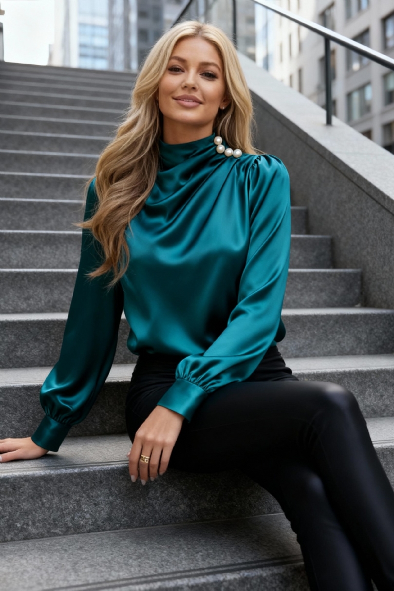 Προϊόν: Μπλούζα Μακρυμάνικη Σατέν Με Λεπτομέρειες - Πετρόλ Μπλούζα Μακρυμάνικη Σατέν Με Λεπτομέρειες - Πετρόλ