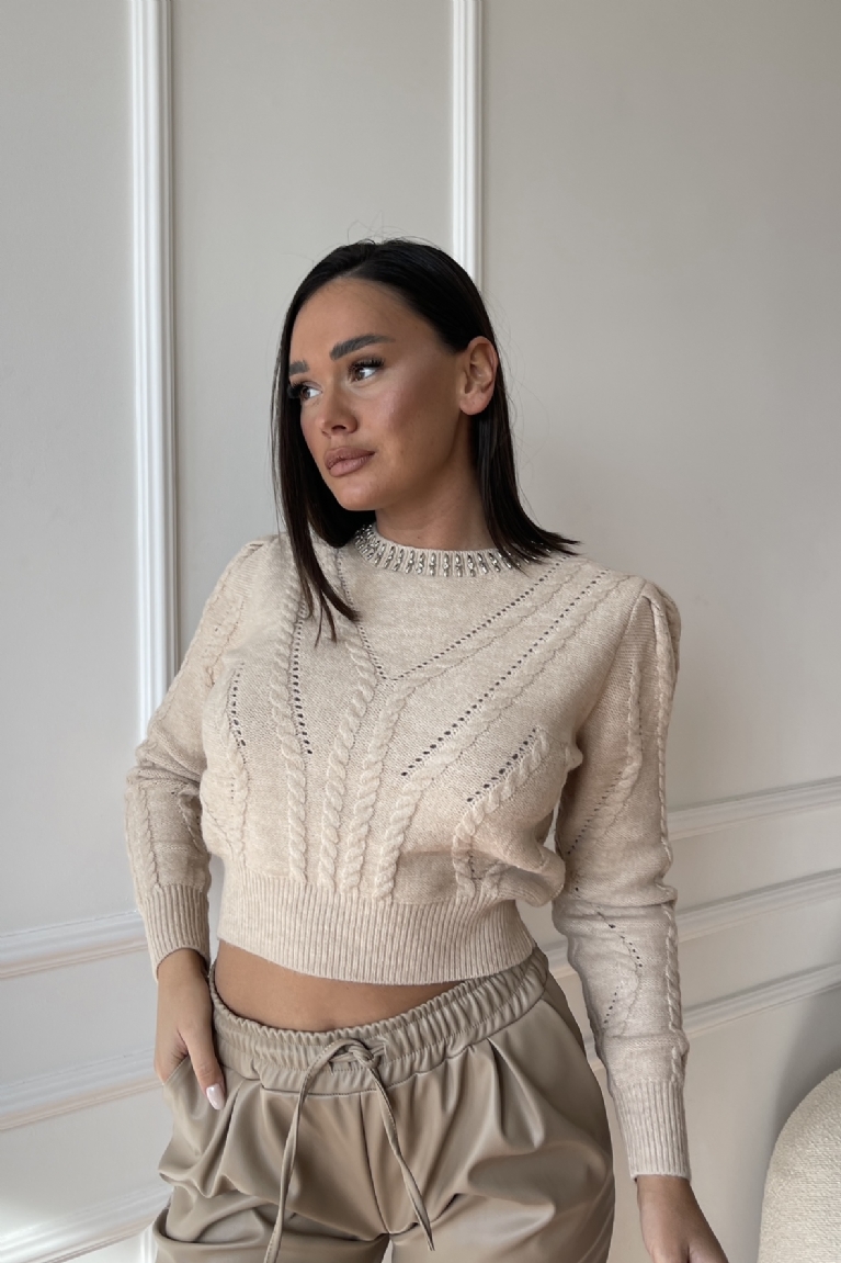 Προϊόν: Μπλούζα Πλεκτή Crop Με Ασημένιες Λεπτομέρειες - Μπεζ Μπλούζα Πλεκτή Crop Με Ασημένιες Λεπτομέρειες - Μπεζ