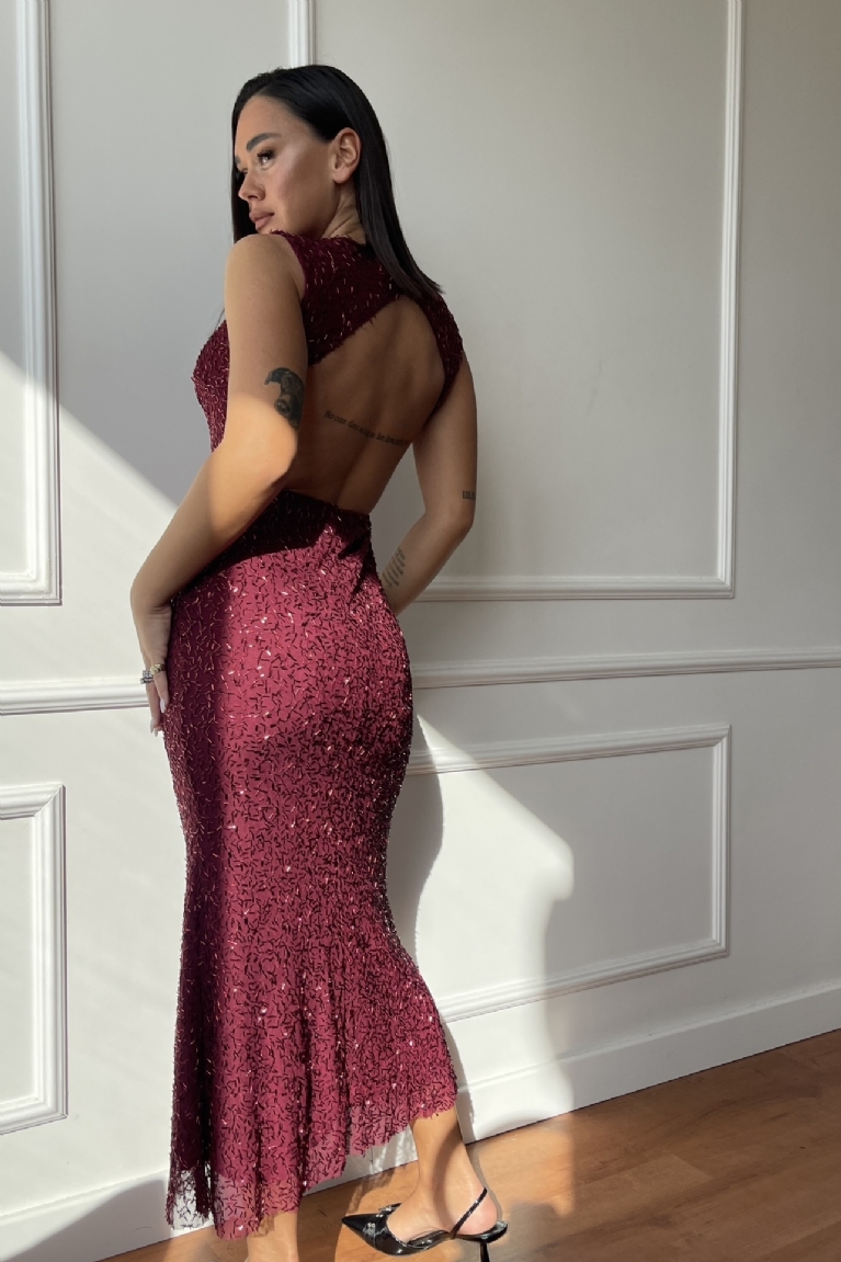 Προϊόν: Φόρεμα Αμάνικο Εξώπλατο Με Παγιέτα - Μπορντό Φόρεμα Αμάνικο Εξώπλατο Με Παγιέτα - Μπορντό