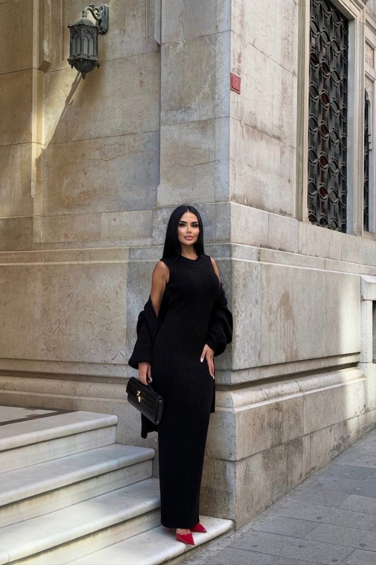 Προϊόν: Σετ Φόρεμα Πλεκτό Ζιβάγκο & Μακρυά Ζακέτα - Μαύρο Σετ Φόρεμα Πλεκτό Ζιβάγκο & Μακρυά Ζακέτα - Μαύρο