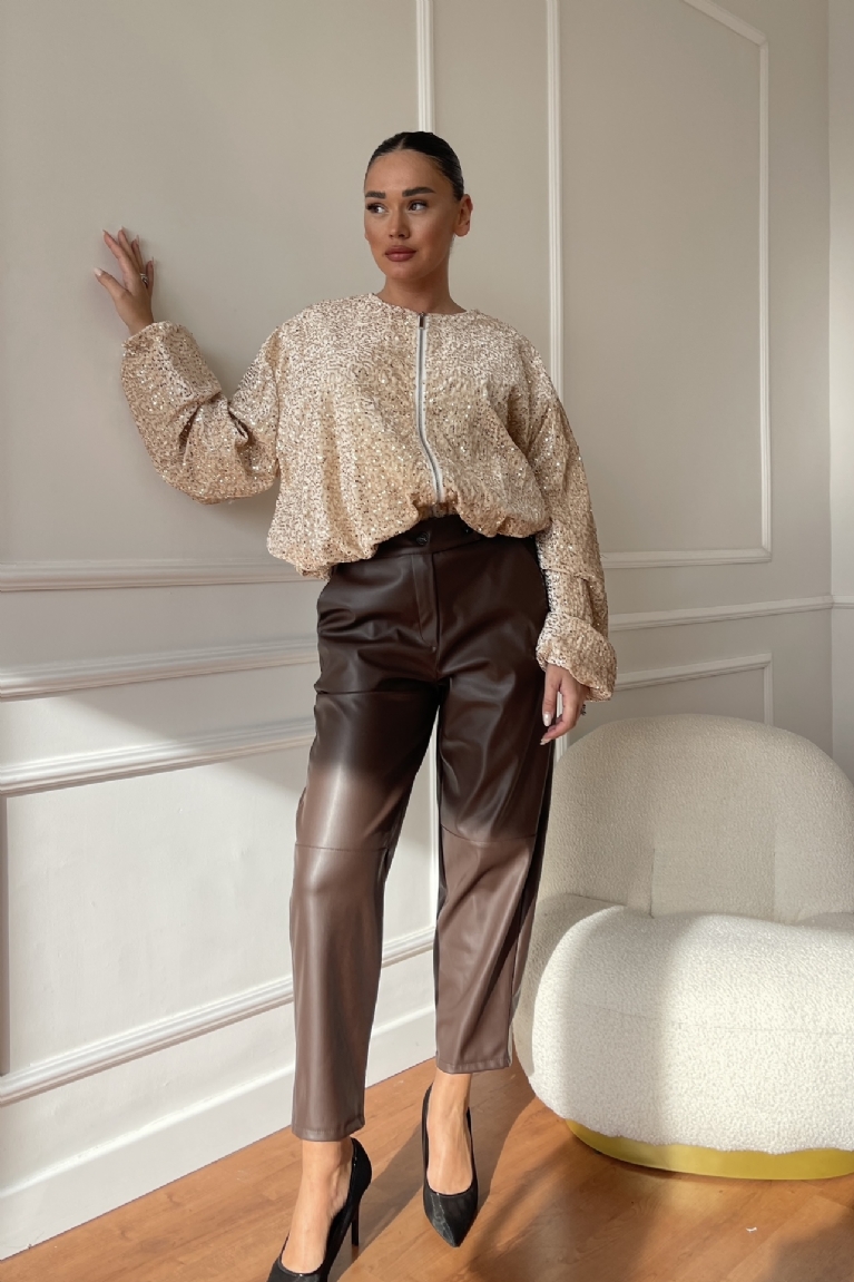 Προϊόν: Ζακέτα Με Παγιέτες & Φερμουάρ - Μπεζ Ζακέτα Με Παγιέτες & Φερμουάρ - Μπεζ