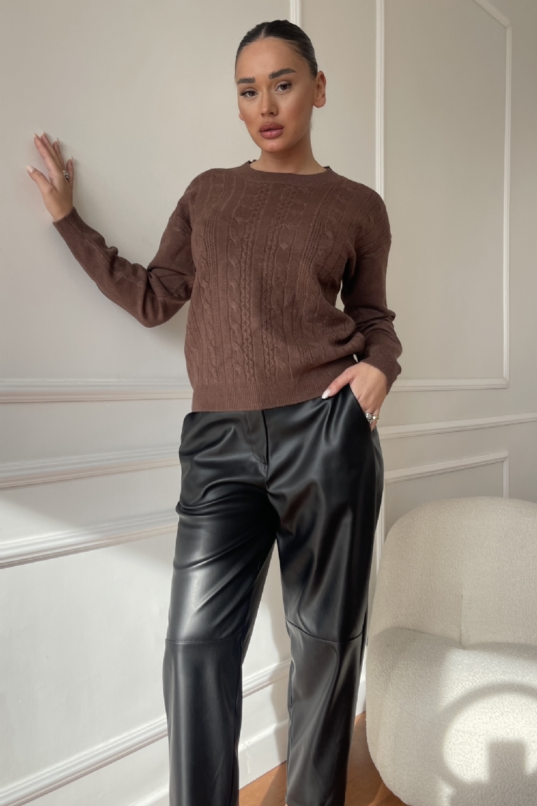 Προϊόν: Μπλούζα Μακρυμάνικη Πλεκτή - Καφέ Μπλούζα Μακρυμάνικη Πλεκτή - Καφέ