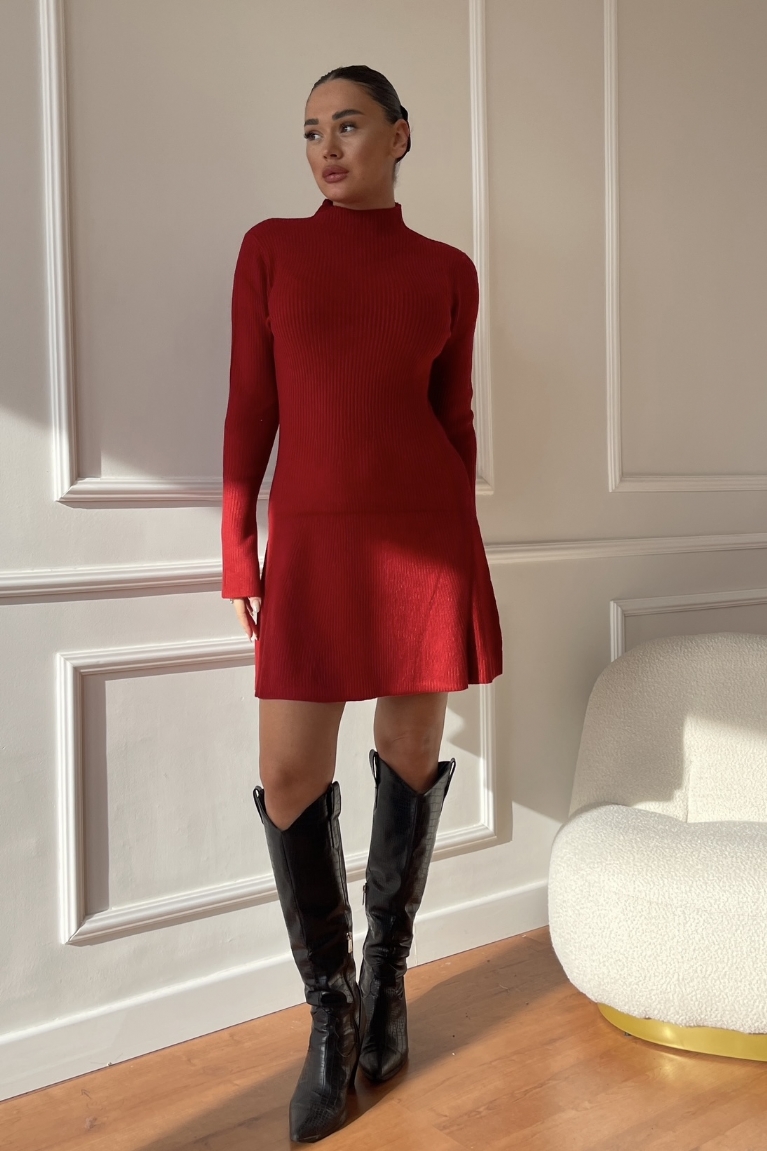 Προϊόν: Φόρεμα Πλεκτό Mini Ζιβάγκο - Μπορντό Φόρεμα Πλεκτό Mini Ζιβάγκο - Μπορντό