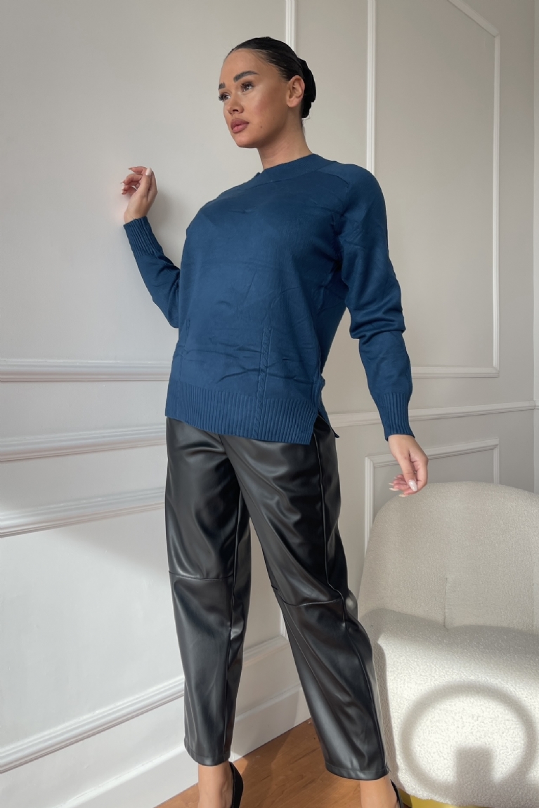 Προϊόν: Μπλούζα Πλεκτή Με Σχέδιο Στην Πλέξη - Πετρόλ Μπλούζα Πλεκτή Με Σχέδιο Στην Πλέξη - Πετρόλ