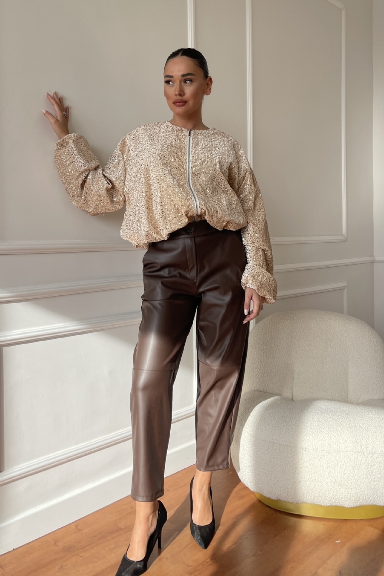 Προϊόν: Παντελόνι Δερματίνη Σε Ίσια Γραμμή - Καφέ Παντελόνι Δερματίνη Σε Ίσια Γραμμή - Καφέ