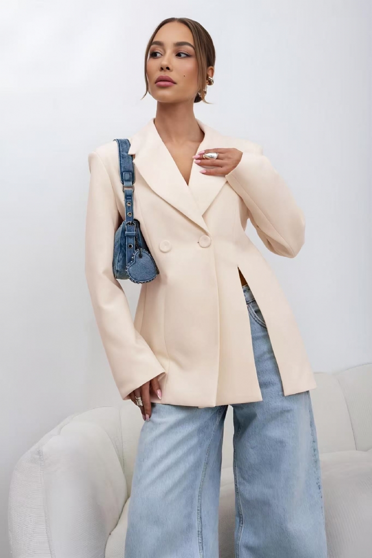 Σταυρωτό Σακάκι Blazer με σκίσιμο - Εκρού