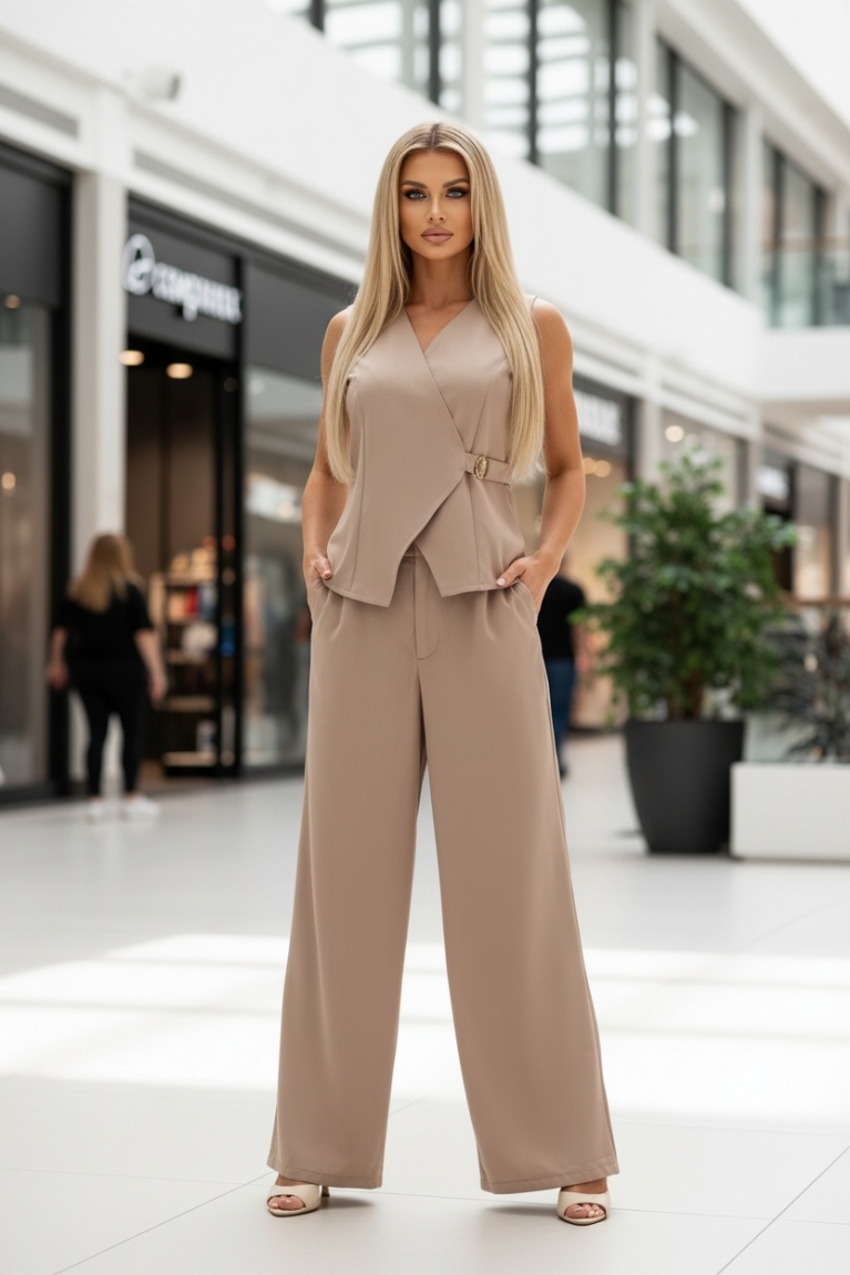 Προϊόν: Σετ Γιλέκο με Παντελόνι - Μπεζ Σετ Γιλέκο με Παντελόνι - Μπεζ