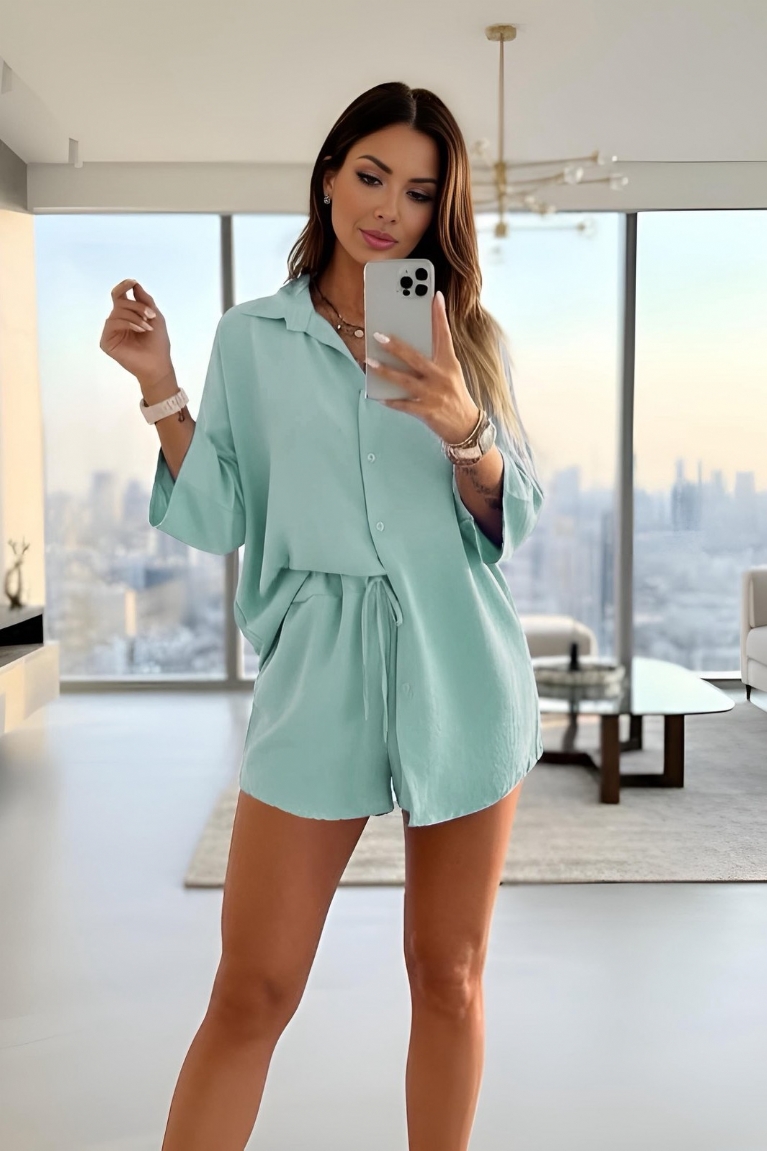 Σετ Πουκάμισο-Σορτς Μονόχρωμο - Βεραμαν