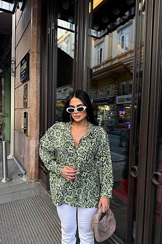 Πουκάμισο Εμπριμέ Oversize - Πράσινο