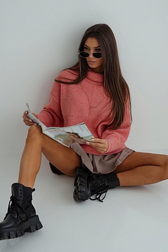 Μπλούζα Πλεκτή Oversize Ζιβάγκο - Ροζ