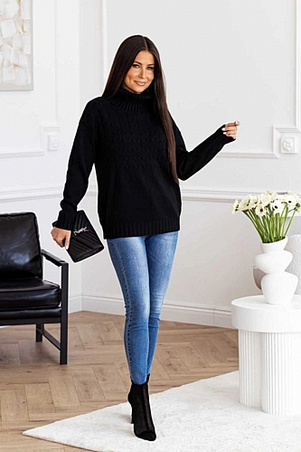 Μπλούζα Πλεκτή Ζιβάγκο Μακρυμάνικη - Μαύρο