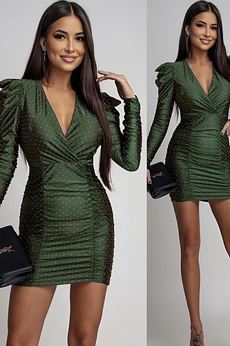 Φόρεμα Mini Με Strass - Χακί