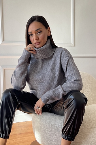 Πλεκτή Ζιβάγκο Μπλούζα - Γκρι