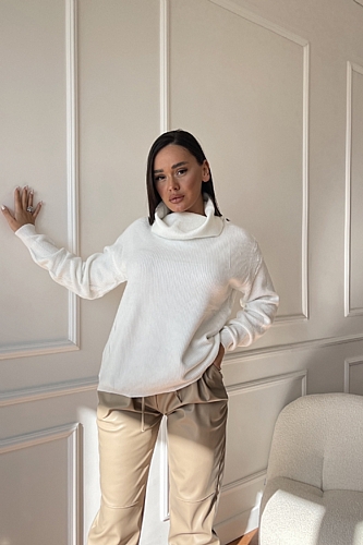 Μπλούζα Πλεκτή Oversize Ζιβάγκο - Λευκό