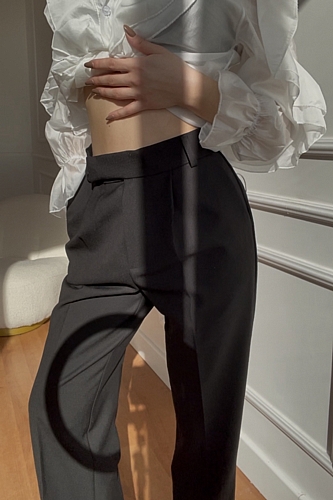 Παντελόνι Ψηλόμεσο Σε Ίσια Γραμμή - Μαύρο