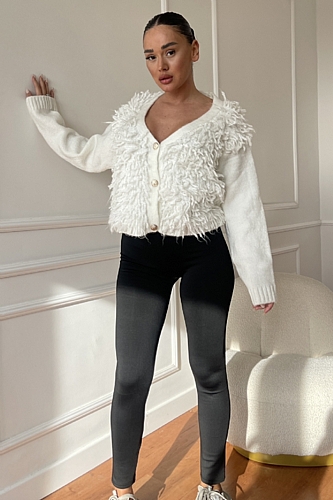 Ζακέτα Πλεκτή Crop Με Κουμπιά - Λευκό