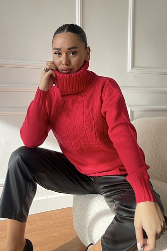 Μπλούζα Πλεκτή Ζιβάγκο Μακρυμάνικη - Κόκκινο