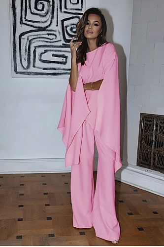 Σετ Παντελόνι-Μπλούζα με ριχτό μανίκι - Ροζ