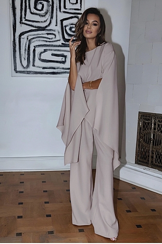 Σετ Παντελόνι-Μπλούζα με ριχτό μανίκι - Καφέ Πούρου