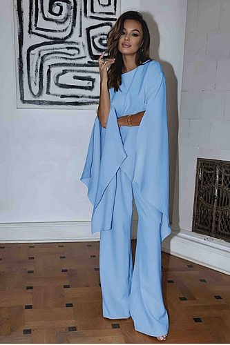 Σετ Παντελόνι-Μπλούζα με ριχτό μανίκι - Γαλάζιο