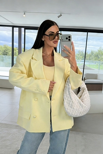 Blazer Oversized με κουμπιά - Κίτρινο