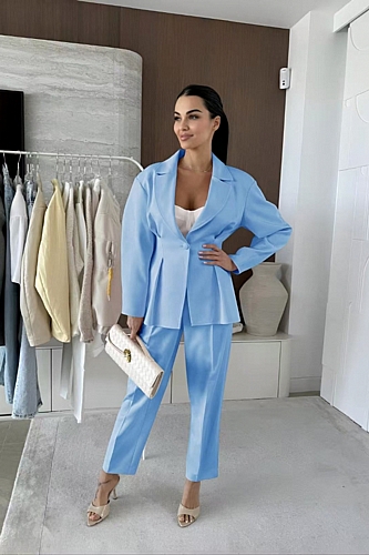 Κουστούμι Παντελόνι & Σακάκι με πιέτες - Γαλάζιο