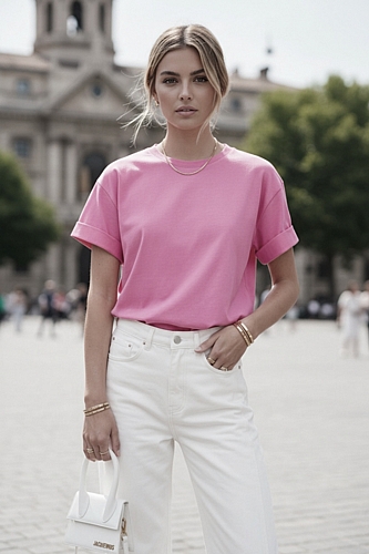 Μπλούζα με ρεβέρ - Ροζ