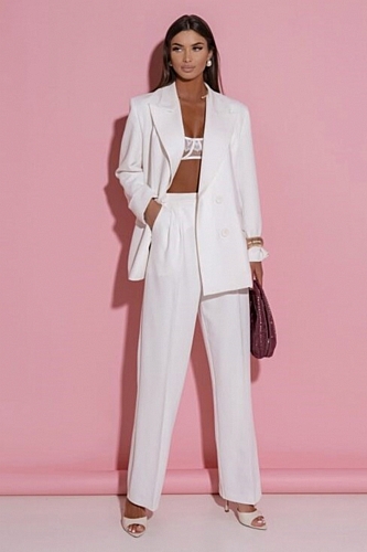 Σετ Σακάκι Blazer & Παντελόνι - Λευκό