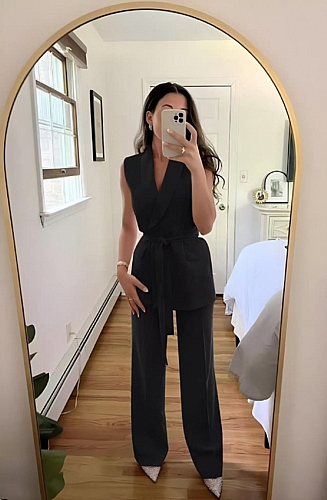 Σετ Αμάνικο με ζωνάκι - Μαύρο