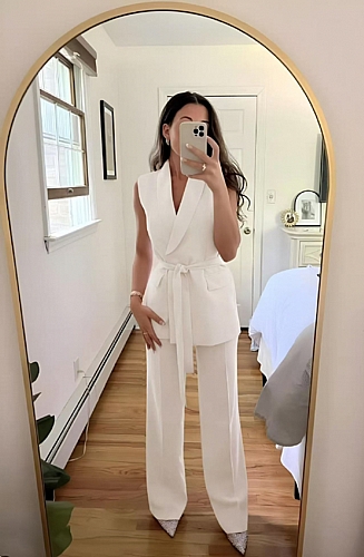 Σετ Αμάνικο με ζωνάκι - Εκρού