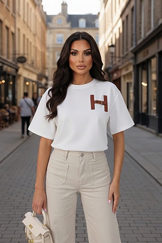 Chic Tοπ με Buckle Λεπτομέρεια - Λευκό