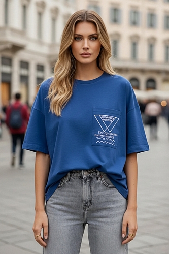 Μπλούζα με Detail τύπωμα - Μπλε ραφ