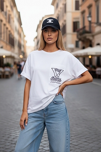 Μπλούζα με Detail τύπωμα - Λευκό