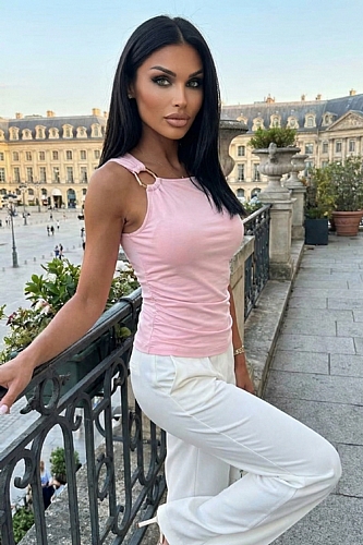 Τοπ One-Shoulder & Διακοσμητικό Ring - Ροζ