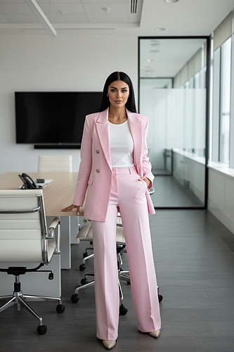 Σετ Κοστούμι & Παντελόνι με Κουμπιά - Ροζ