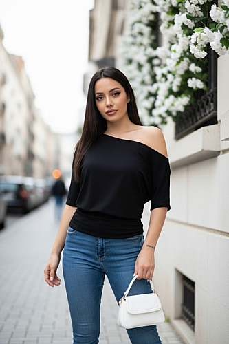 Off Shoulder Τοπ - Μαύρο