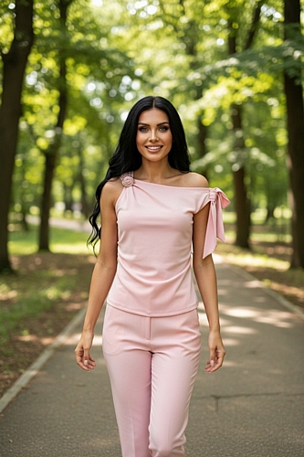 Τοπ One-Shoulder με Χρυσή Αγκράφα - Ροζ