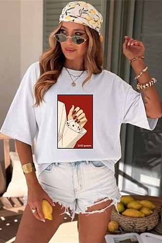 T-Shirt Oversized Printed ACE - Λευκό